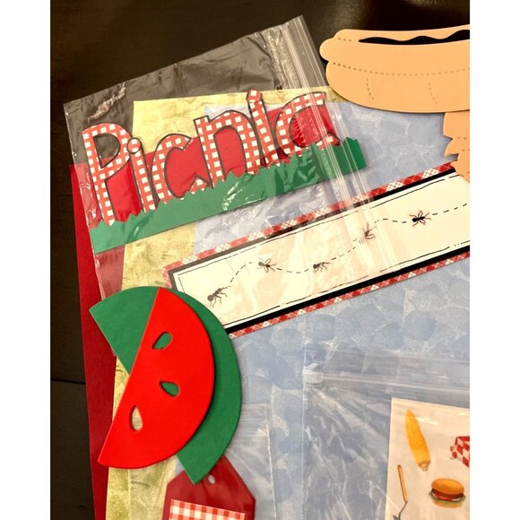 Handmade Picnic-Themed Scrapbooking Kit With Decorative Elements & Embellishment - Picture 5 of 5